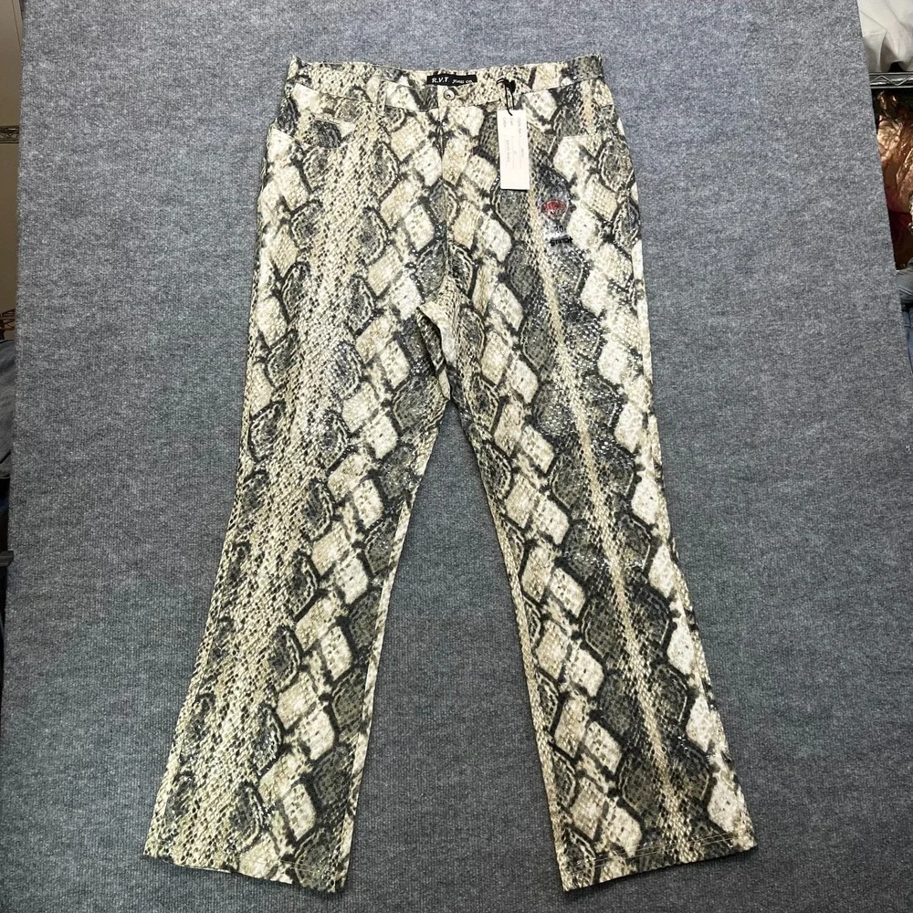 Revolt RVT Snake‎ Skin Pants Women's 20 Animal Print Straight Leg - 36X31.5 NWT